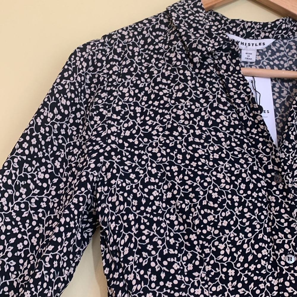 Whistles NWT Autumn Ditsy Floral Viscose Long Sleeve Collar Shirt Dress NO BELT - Picture 12 of 17